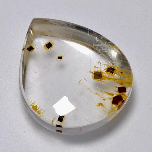 Quartz avec marcassite multicolore naturelle en forme de poire, 9,21 ct, transparent