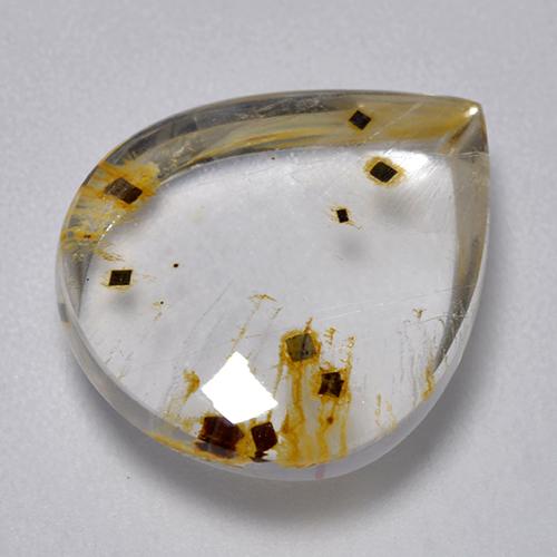 Quartz avec marcassite multicolore naturelle en forme de poire, 9,21 ct, transparent