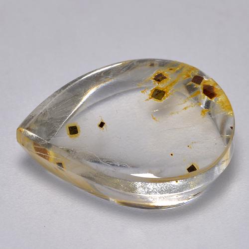Quartz avec marcassite multicolore naturelle en forme de poire, 9,21 ct, transparent