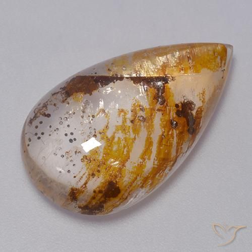 13.51ct Naturel Multicolore Quartz avec marcassite, En forme de poire, Transparent