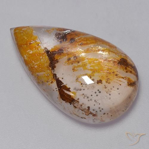 Quartz avec marcassite Multicolore naturelle En forme de poire, 13.51 ct, Transparent