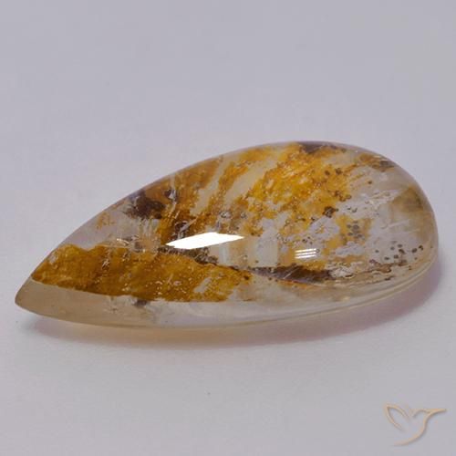 Quartz avec marcassite Multicolore naturelle En forme de poire, 13.51 ct, Transparent