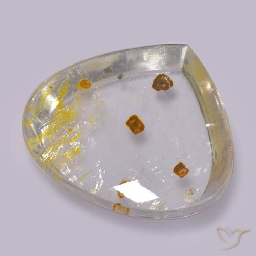 17.42ct Naturel Multicolore Quartz avec marcassite, En forme de poire, Transparent