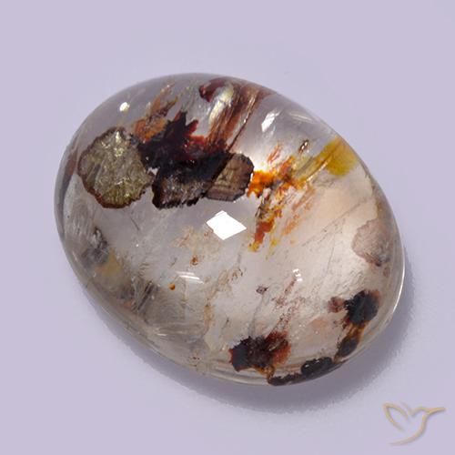 10.56ct Naturel Multicolore Quartz avec marcassite, ovale, Transparent