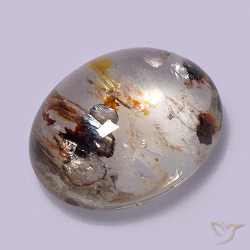 Quartz avec marcassite Multicolore naturelle ovale, 10.56 ct, Transparent