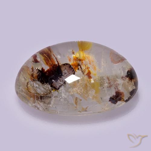 Quartz avec marcassite Multicolore naturelle ovale, 10.56 ct, Transparent