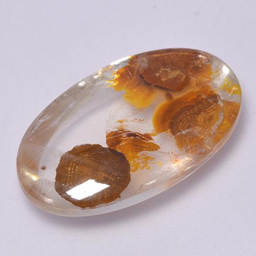 Quartz avec marcassite Multicolore naturelle Coupe ovale, 12.68 ct, Transparent