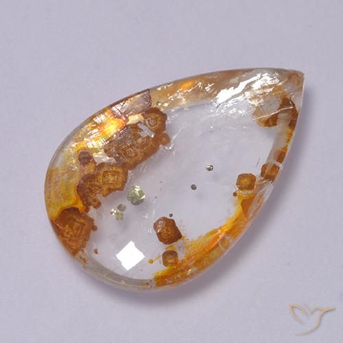 12.63ct Naturel Multicolore Quartz avec marcassite, En forme de poire, Transparent