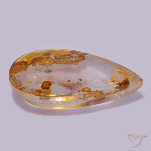 Quartz avec marcassite Multicolore naturelle En forme de poire, 12.63 ct, Transparent
