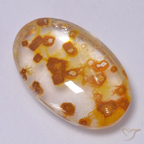 22.00ct Naturel Multicolore Quartz avec marcassite, ovale, Transparent
