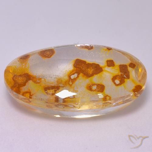 Quartz avec marcassite Multicolore naturelle ovale, 22.00 ct, Transparent