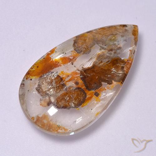 20.84ct Naturel Multicolore Quartz avec marcassite, En forme de poire, Transparent