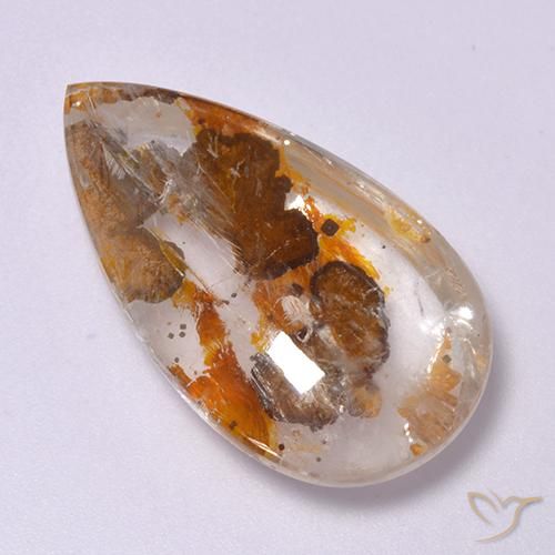 Quartz avec marcassite Multicolore naturelle En forme de poire, 20.84 ct, Transparent