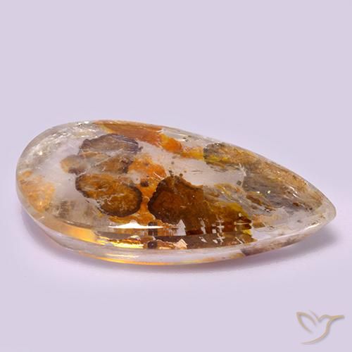 Quartz avec marcassite Multicolore naturelle En forme de poire, 20.84 ct, Transparent