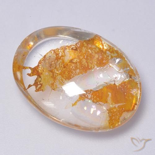Quartz avec marcassite Multicolore naturelle ovale, 22.34 ct, Transparent