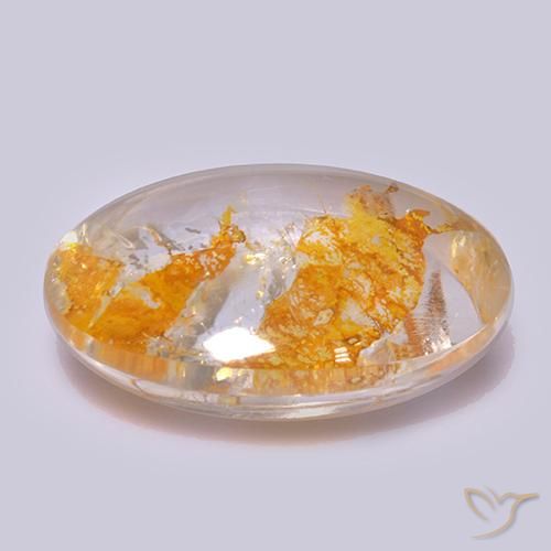 Quartz avec marcassite Multicolore naturelle ovale, 22.34 ct, Transparent
