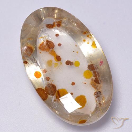 19.98ct Naturel Multicolore Quartz avec marcassite, ovale, Transparent