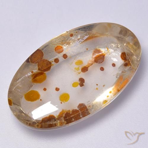 Quartz avec marcassite Multicolore naturelle ovale, 19.98 ct, Transparent