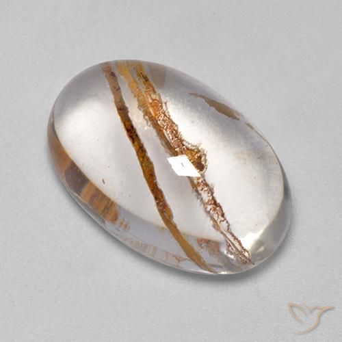 Quartz avec marcassite Multicolore naturelle ovale, 12.65 ct, Transparent