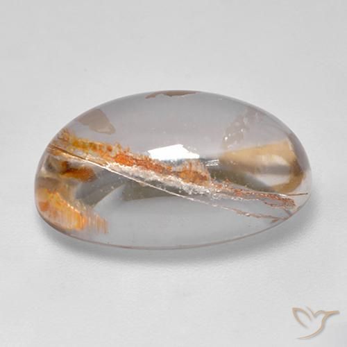 Quartz avec marcassite Multicolore naturelle ovale, 12.65 ct, Transparent