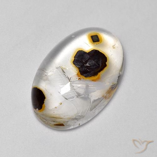 Quartz avec marcassite Multicolore naturelle ovale, 17.52 ct, Transparent