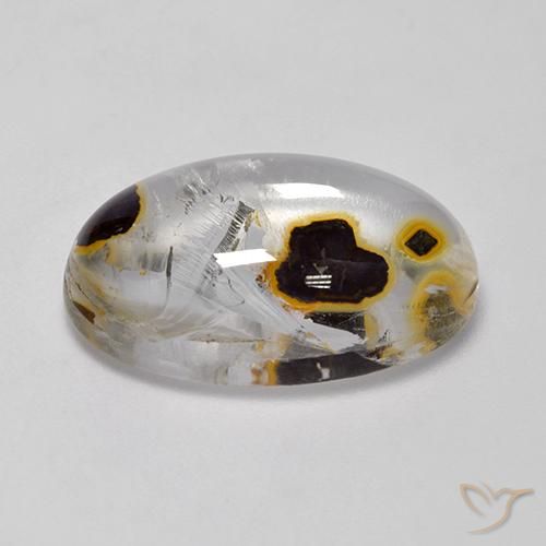 Quartz avec marcassite Multicolore naturelle ovale, 17.52 ct, Transparent