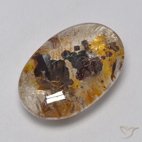 Quartz avec marcassite Multicolore naturelle ovale, 11.56 ct, Transparent