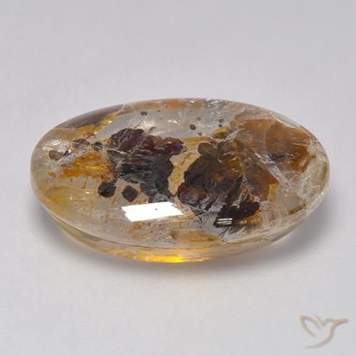 Quartz avec marcassite Multicolore naturelle ovale, 11.56 ct, Transparent