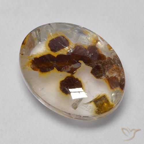 Quartz avec marcassite Multicolore naturelle ovale, 9.88 ct, Transparent