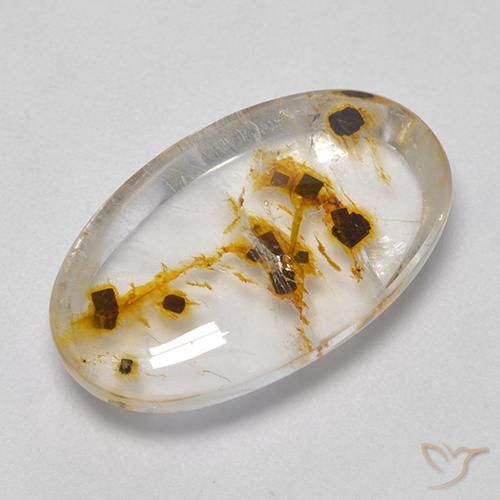 12.18ct Naturel Multicolore Quartz avec marcassite, ovale, Transparent