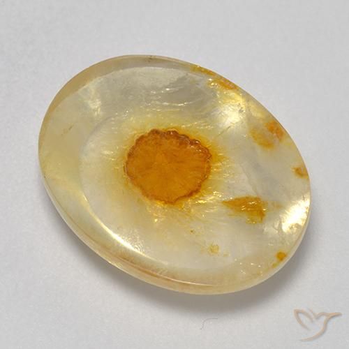Quartz avec marcassite Multicolore naturelle ovale, 7.97 ct, Transparent