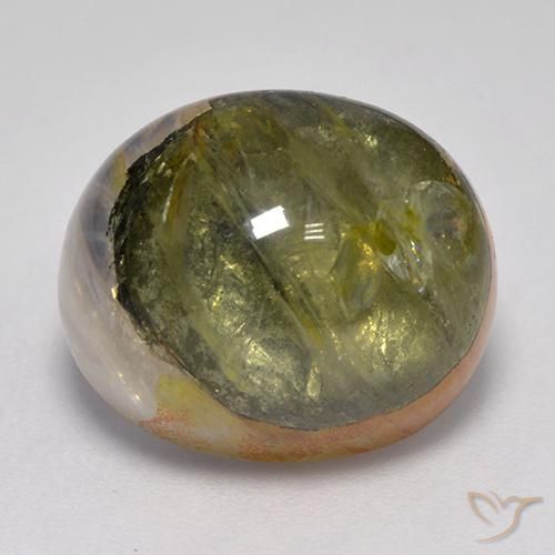 Quartz avec marcassite Multicolore naturelle ovale, 15.61 ct, Translucide