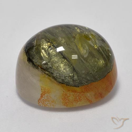 Quartz avec marcassite Multicolore naturelle ovale, 15.61 ct, Translucide