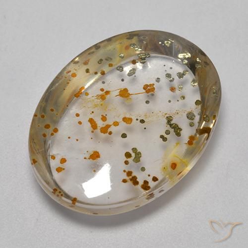 Quartz avec marcassite Multicolore naturelle ovale, 16.27 ct, Transparent