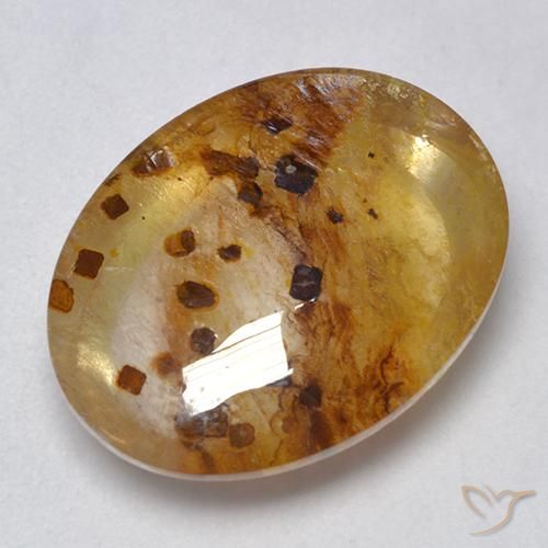 Quartz avec marcassite Multicolore naturelle ovale, 12.19 ct, Transparent
