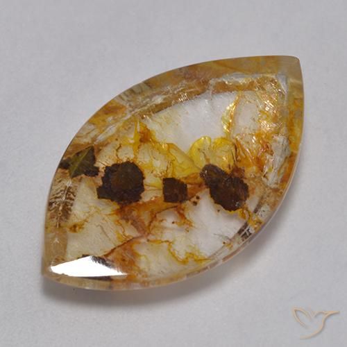Quartz avec marcassite Multicolore naturelle Marquise, 12.66 ct, Transparent