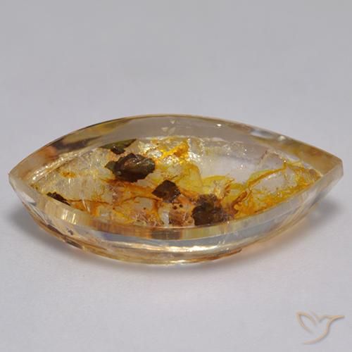 Quartz avec marcassite Multicolore naturelle Marquise, 12.66 ct, Transparent