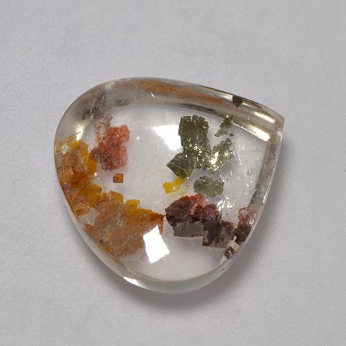Quartz avec marcassite Multicolore naturelle En forme de poire, 6.29 ct, Transparent