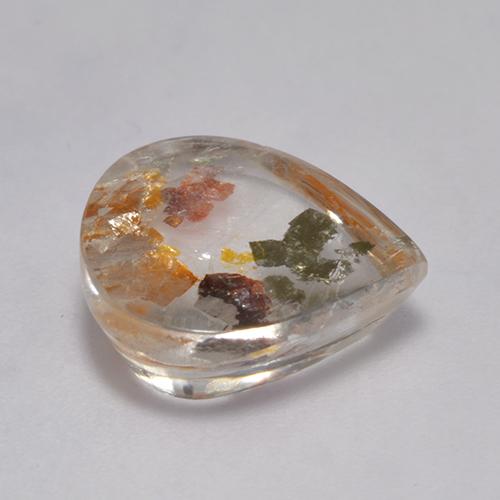 Quartz avec marcassite Multicolore naturelle En forme de poire, 6.29 ct, Transparent