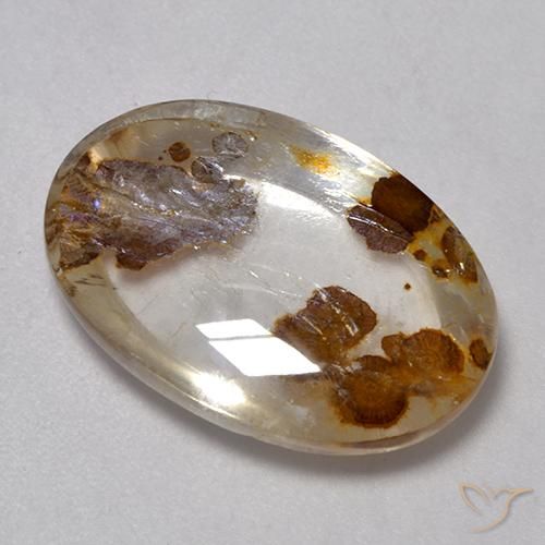 Quartz avec marcassite Multicolore naturelle ovale, 8.86 ct, Transparent