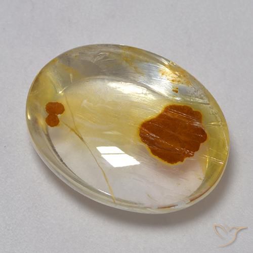 Quartz avec marcassite Multicolore naturelle ovale, 11.34 ct, Transparent