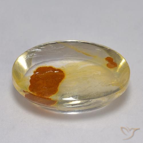 Quartz avec marcassite Multicolore naturelle ovale, 11.34 ct, Transparent