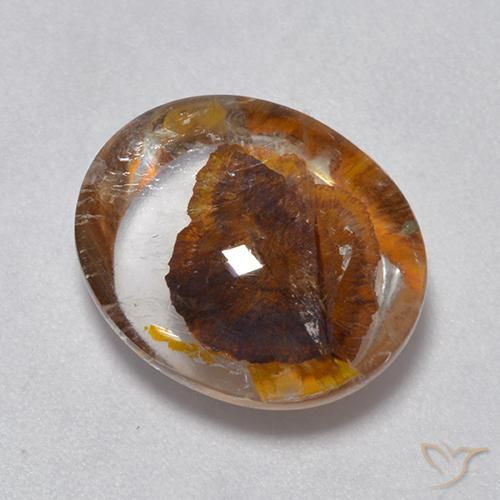 Quartz avec marcassite Multicolore naturelle ovale, 7.05 ct, Transparent