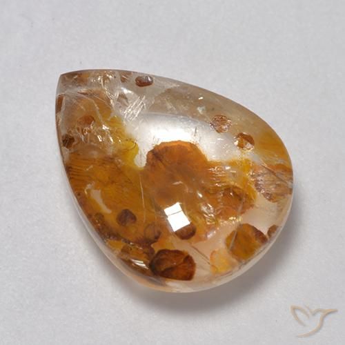 Quartz avec marcassite Multicolore naturelle En forme de poire, 7.17 ct, Transparent