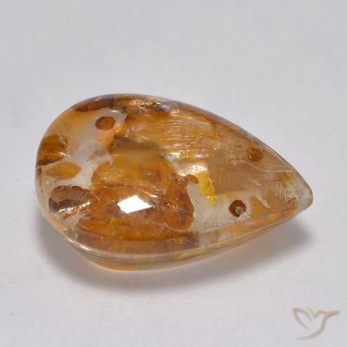 Quartz avec marcassite Multicolore naturelle En forme de poire, 7.17 ct, Transparent
