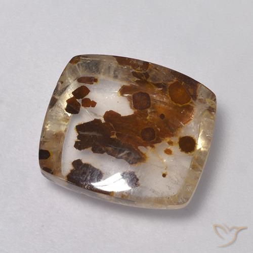 6.25ct Naturel Multicolore Quartz avec marcassite, Coussin, Transparent