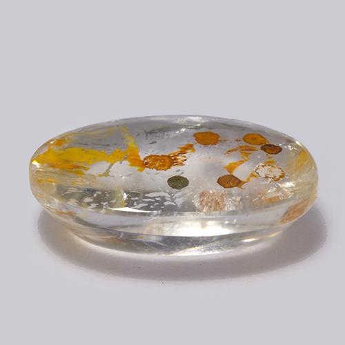 Quartz avec marcassite Multicolore naturelle Coupe ovale, 6.64 ct, Transparent