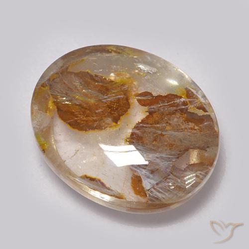 Quartz avec marcassite Multicolore naturelle ovale, 7.86 ct, Transparent