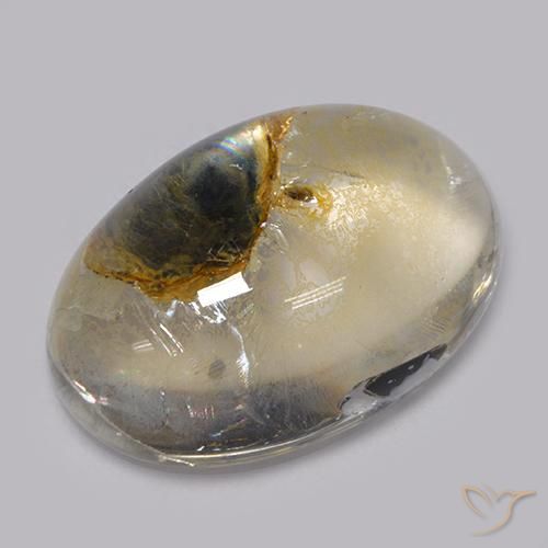 Quartz avec marcassite Multicolore naturelle ovale, 13.90 ct, Transparent