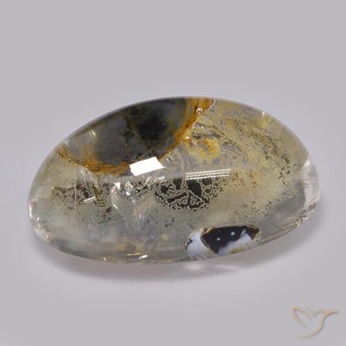 Quartz avec marcassite Multicolore naturelle ovale, 13.90 ct, Transparent